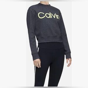 Calvin Klein Cropped Mock Neck Sweatshirt…